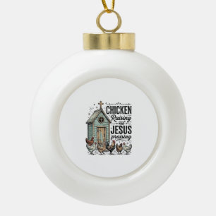 Boule En Céramique Chemise de ferme vintage louant Jésus pour l'éleva