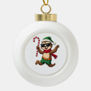 Boule En Céramique Chemise de Noël Paresseux Elfe Bonbon à la Menthe 