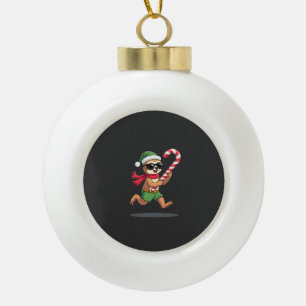 Boule En Céramique Chemise de Noël Paresseux Elfe Bonbon à la Menthe