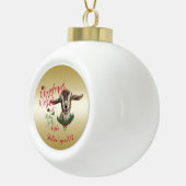 Boule En Céramique CHÈQUE | Souhaits de Noël Bébé Chèvre Baisers Basc (Droite)
