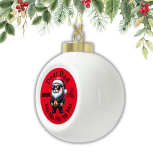 Boule En Céramique Cher Papa Ho Ho Ho Ya Ho - Noël Gangster Red