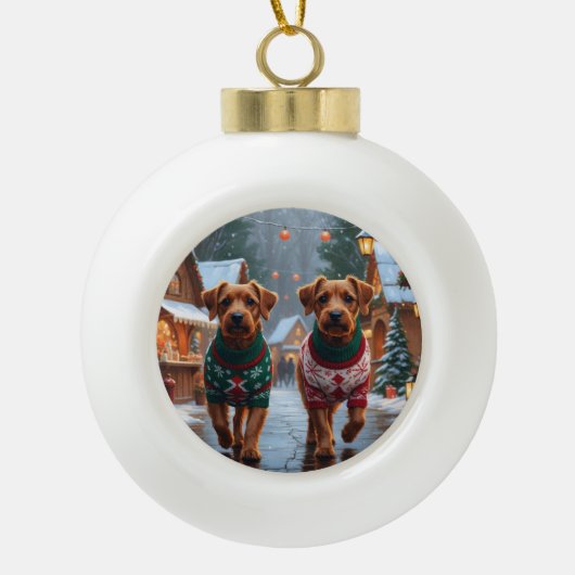 Boule En Céramique Chesapeake Bay Terrier Christmas Snow Holiday (Devant)