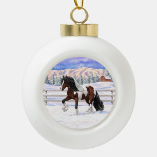 Boule En Céramique Cheval de Tinker Tinker Gypsy Vanner Brown Pinto