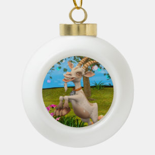 Boule En Céramique Chèvre de dessin animé drôle Art d'animal de jardi