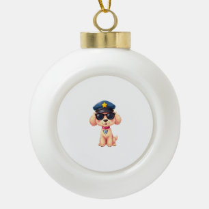 Boule En Céramique Chibi Anime Police Poodle Chien