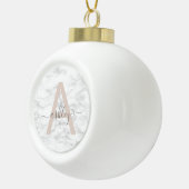 Boule En Céramique Chic Blush Pink White Marble Script Nom monogram (Droite)