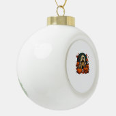 Boule En Céramique Chic chien Carlin avec Citrouille Automne Hallowee (Gauche)