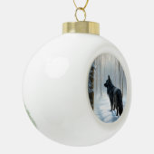 Boule En Céramique Chien à neiger belge Noël (Gauche)