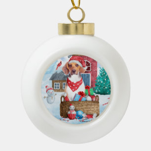 Boule En Céramique Chien beagle dans la neige Maison de Chien de Noël
