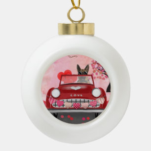 Boule En Céramique Chien Berger Allemand Voiture avec coeurs Saint-Va