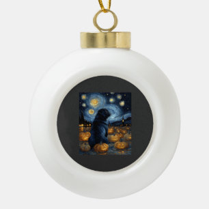 Boule En Céramique Chien Carlin noir de la nuit étoilée de van gogh h