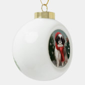 Boule En Céramique Chien chinois japonais à Noël de neige (Gauche)
