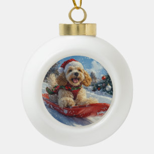 Boule En Céramique Chien Cocker Spaniel dans un traîneau Laissez-le n