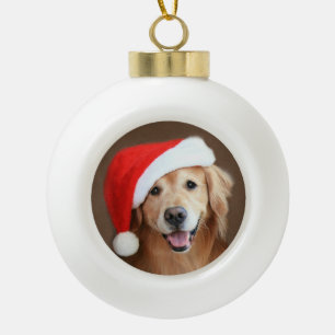 Boule En Céramique Chien de golden retriever avec le casquette rouge