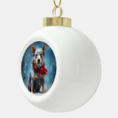 Boule En Céramique Chien de Heeler Bleu à Noël de neige (Droite)