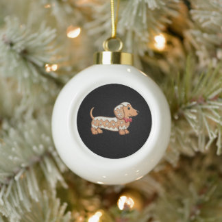 Boule En Céramique Chien de Noël au pain d'épice Dachshund