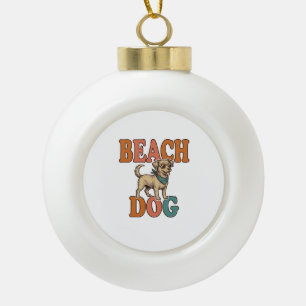 Boule En Céramique Chien de plage gravure vintage conception graphiqu