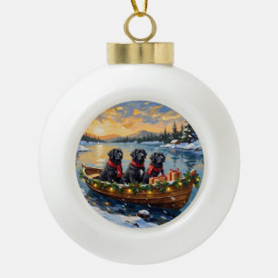 Boule En Céramique Chien de Terre-Neuve Noël Bateau Fêtes