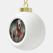 Boule En Céramique Chien de Wolfhound à Noël de neige (Droite)