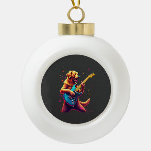 Boule En Céramique Chien Golden Retriever Jouant de la Guitare Électr