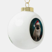 Boule En Céramique Chien pekingese pendant Noël de neige (Gauche)