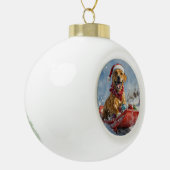 Boule En Céramique Chien Rhodesian Ridgeback dans un traîneau de Noël (Gauche)