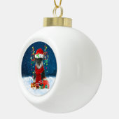 Boule En Céramique Chien Schnauzer avec cadeaux de Noël (Droite)