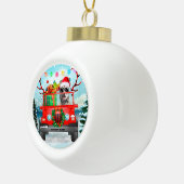 Boule En Céramique Chien sibérien Husky avec cadeaux de Noël (Droite)