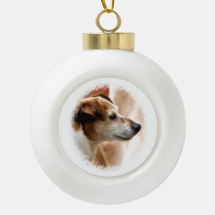 BOULE EN CÉRAMIQUE CHIEN TERRIER JACK RUSSELL