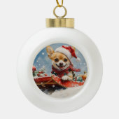 Boule En Céramique Chihuahua Dog in Sledge Let it neiger Noël (Devant)