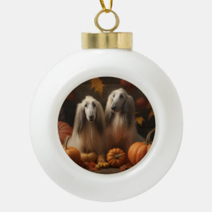 Boule En Céramique chiot Afghan Hound Délice d'Automne Citrouille