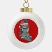 Boule En Céramique chiot de noël noir et brun (Devant)