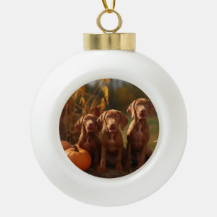Boule En Céramique Chiote Vizsla Délice d'Automne Citrouille