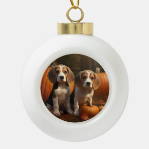 Boule En Céramique Chiots Beagle Délice d'Automne Citrouille