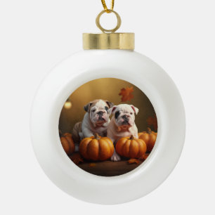 Boule En Céramique Chiots Bouledogue Délice d'Automne Citrouille