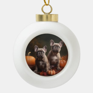 Boule En Céramique Chiots Bouledogue Français Délice d'Automne Citrou