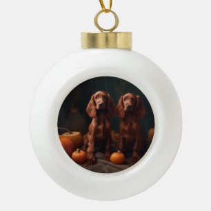 Boule En Céramique Chiots Setter Rouge Irlandais Délice d'Automne Cit