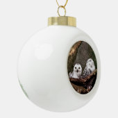 Boule En Céramique Chouette Harfang Couple Art Bois Faune (Gauche)