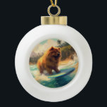 Boule En Céramique Chow Chow Beach Plage Surf Peinture<br><div class="desc">Plongez dans le monde ludique de l'aventure canine avec cette peinture captivante. Un chien en ébullition se rend aux vagues, chevauchant habilement le surf sur une plage baisée par le soleil. L'oeuvre d'art vibrante capte magnifiquement l'essence de l'excitation au bord de la plage tandis que le chien court sans crainte...</div>