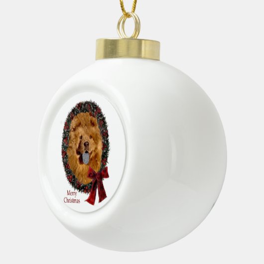 Boule En Céramique Chow Chow Noël (Droite)