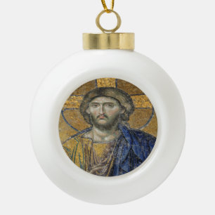 Boule En Céramique Christ Pantocrator Mosiac Iconique Religieux Romai