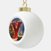 Boule En Céramique Christmas Letter Y Ornament | Red Gold Monogram (Droite)