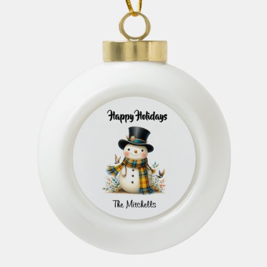 Boule En Céramique Christmas Snowman Ceramic Ornament (Devant)