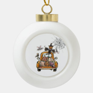 Boule En Céramique Chute Citrouille Patuck avec chauve-souris épouvan