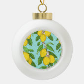 Boule En Céramique Citrons, Arrière - plan Bleu Vibrant sans couture. (Devant)