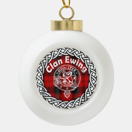 Boule En Céramique Clan écossais Ewing Tartan et Crest (Devant)