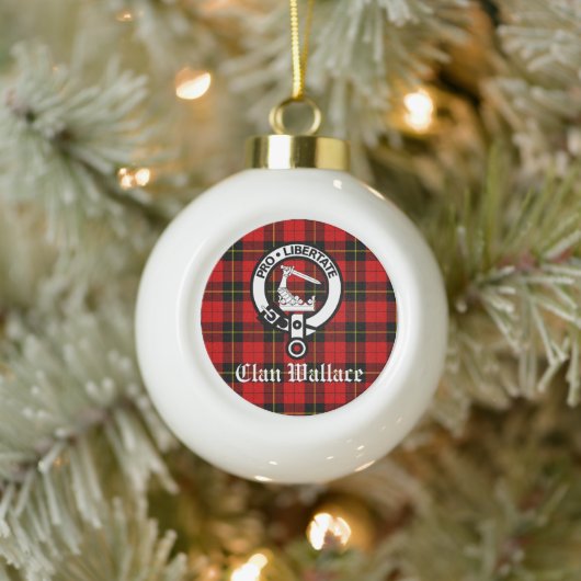 Boule En Céramique Clan Wallace Crest Badge et Tartan Customisé (Arbre)