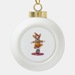 Boule En Céramique Clown Chihuahua � Drôle de chien de cirque