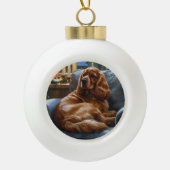 Boule En Céramique Cocker Spaniel avec les lumières de Noël (Devant)