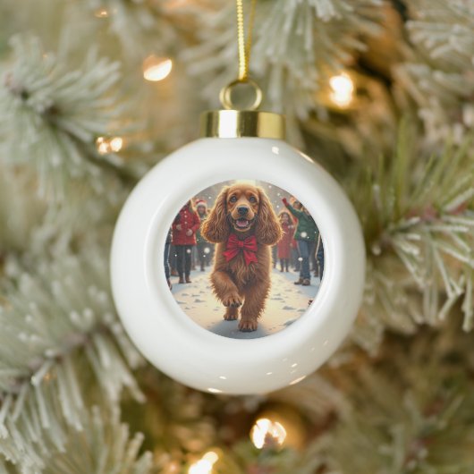 Boule En Céramique Cocker Spaniel Christmas Parade Holiday Painting (Arbre)